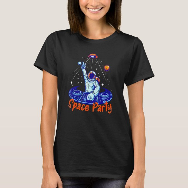 Ufo Disted - Space Party Astronaut Design T Shirt (Framsida)