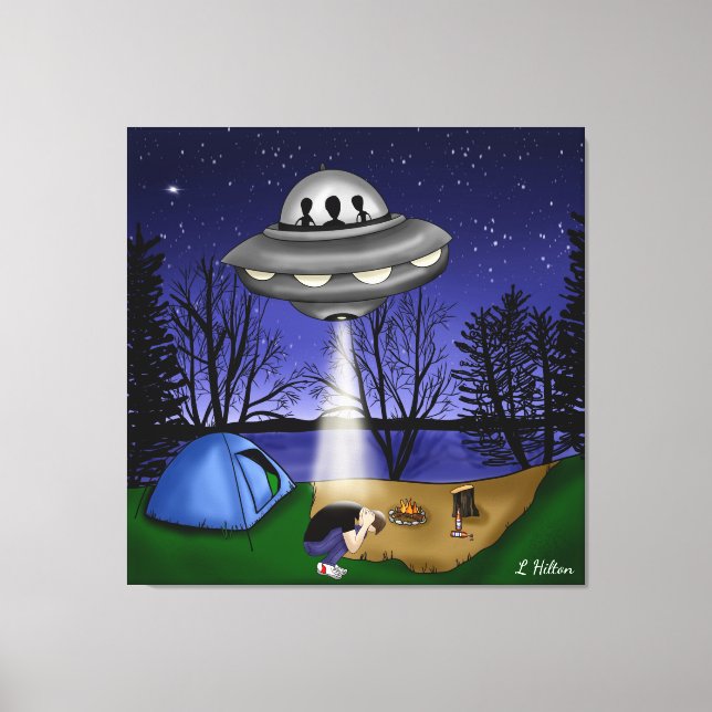 UFO Extraterrestrial Abduction Alien Art Canvastryck (Framsida)