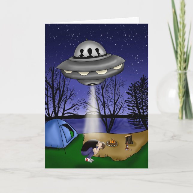 UFO Extraterrestrial Abduction Alien Birthday Kort (Framsida)