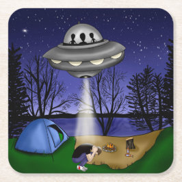 UFO Extraterrestrial Abduction Alien Underlägg Papper Kvadrat