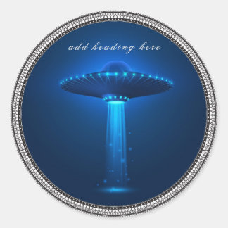 UFO Extraterrestrial Round Sticker Runt Klistermärke