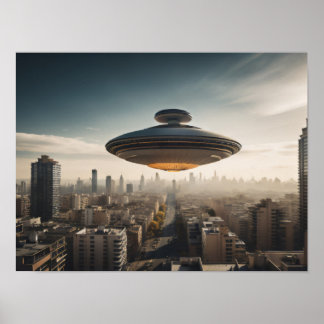 UFO Flies Saucer Poster