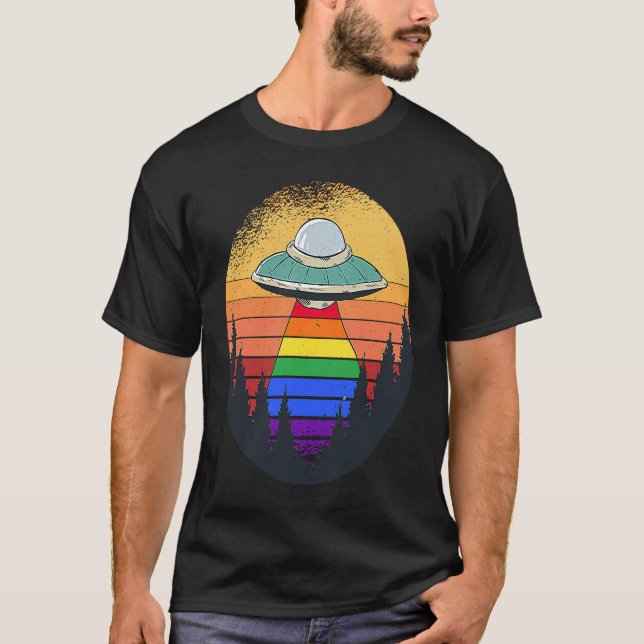 Ufo Flies Saucers HBT & Lesbisk pride HBT T g Shirt (Framsida)