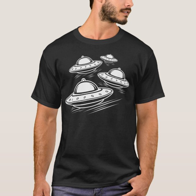 Ufo Flies Saucers T Shirt (Framsida)