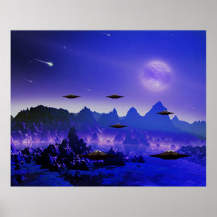 Ufo-flyget anmärker i utrymme poster