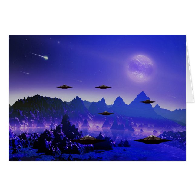 UFO-flygobjekt i rymden Hälsningskort (Framsidan Horizontal)