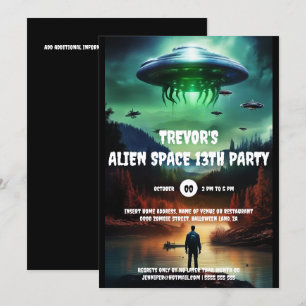 UFO-födelsedagstema för rymdutlänning äventyr part Inbjudningar