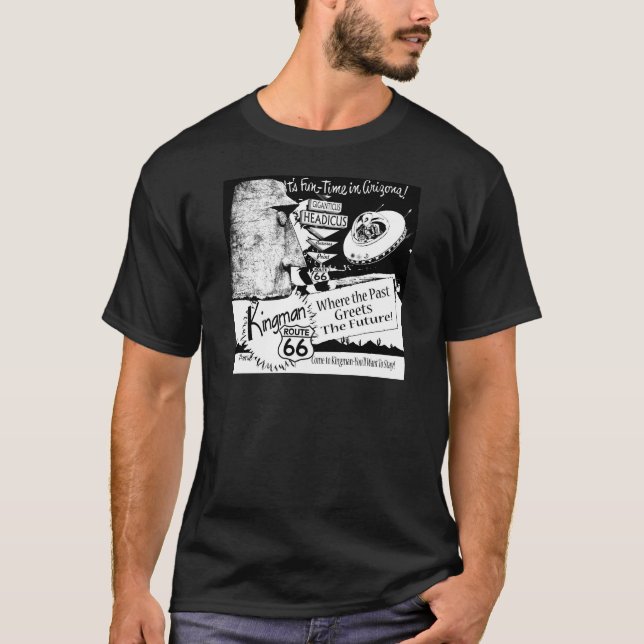 UFO för främling för Giganticus Headicus rutt 66 Tee Shirt (Framsida)