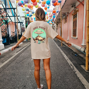 UFO för utskrift, behåll Konstig, Vintage Stil T Shirt