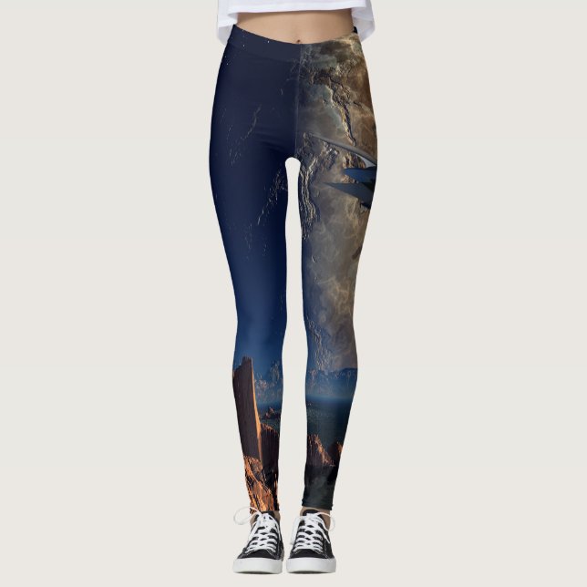 UFO- Foreign World- SciFi Landscape Leggings (Framsida)