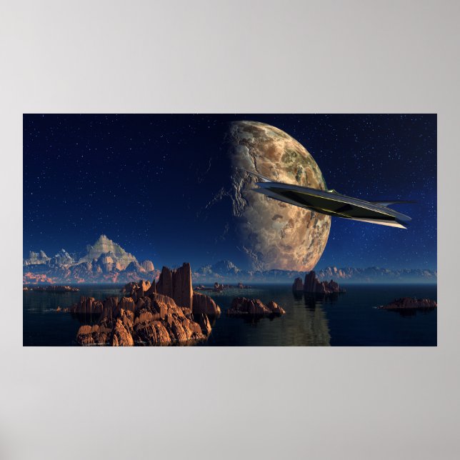 UFO- Foreign World -SciFi Landscape Poster (Framsidan)