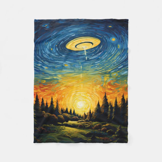 UFO från Van Gogh Fleecefilt (Framsidan)