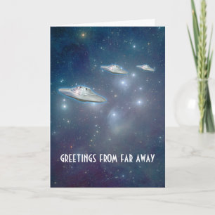 UFO-gratulationskort för "långt borta" Helgkort