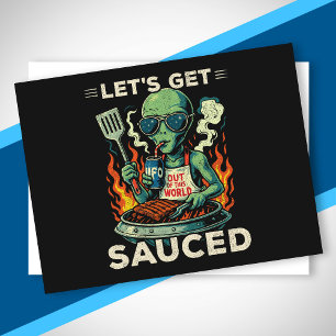 UFO Grillfest Grilla ute Låt oss bli såsiga Rolig Helg Vykort