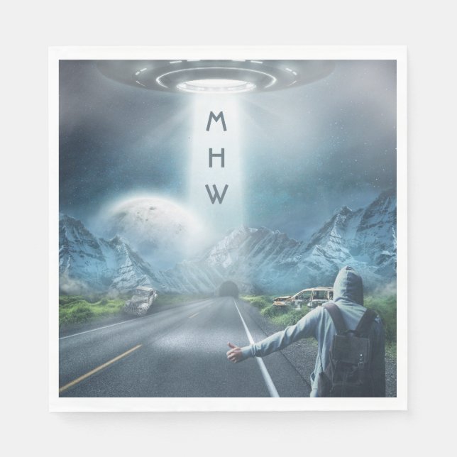 UFO Hitchhiker anpassningsbar monogram pappra blöj Pappersservett (Framsidan)