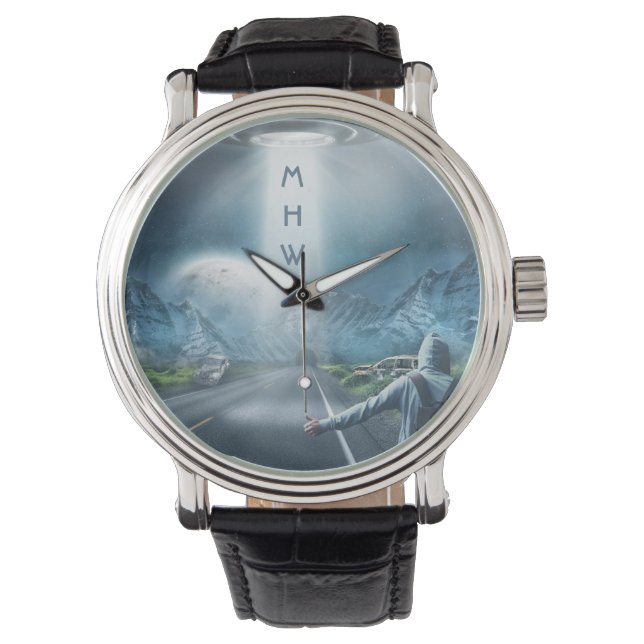 UFO Hitchhiker-anpassningsbarnas monogramklockor Armbandsur (Framsida)