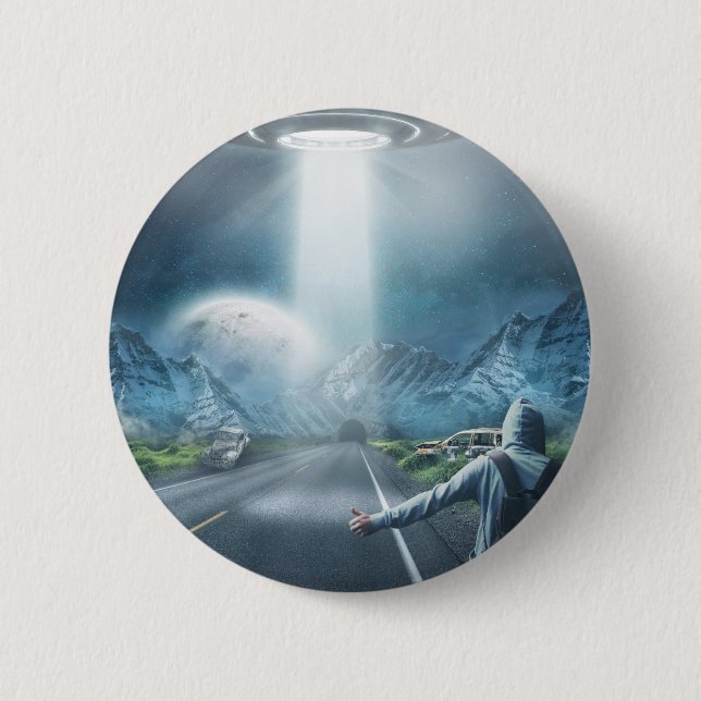 UFO Hitchhiker-knapp Knapp (Framsida)