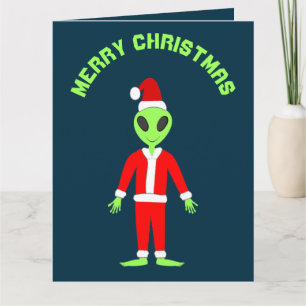 UFO Ho Ho Pappa jul-Anpassningsbar för utomjording Kort