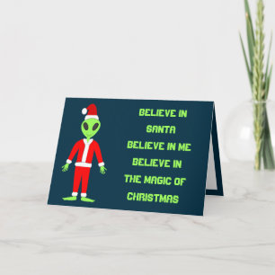 UFO Ho Ho Pappa jul-Anpassningsbar för utomjording Kort