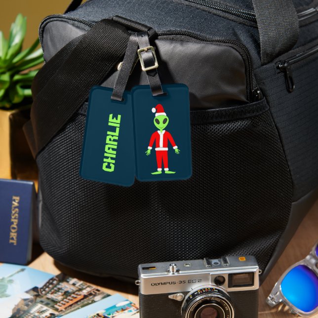 UFO Ho Ho Pappa jul-eget namn Bagagebricka (Fram & Baksida)