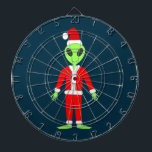 UFO Ho Ho Pappa jul-utlänning Darttavla<br><div class="desc">Den här fantastisk-jultavlan har en digital konstbild av en grönt utomjording med stort svart ögon. Utlänningen har på sig ett redo för julfirande. Det är upp till dig om du väljer att tro på tomten eller på Utomjordingar,  men den här söta extraterrestrial-säkerheten ser vänlig ut.</div>