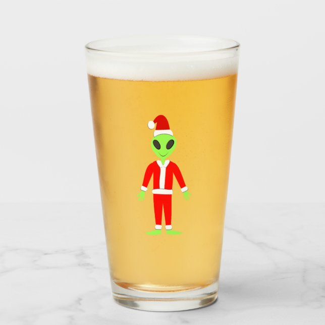 UFO Ho Ho Pappa jul-utlänning Glaskopp (Framsida fylld)