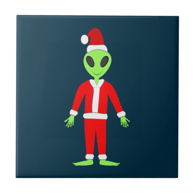 UFO Ho Ho Pappa jul-utlänning Kakelplatta (Framsidan)