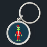 UFO Ho Ho Pappa jul-utlänning Rund Silverfärgad Nyckelring<br><div class="desc">Den här fantastisk-julkedjan har en digital konstbild av en grönt utomlands med stort svart ögon. Utlänningen har på sig ett redo för julfirande. Det är upp till dig om du väljer att tro på tomten eller på Utomjordingar,  men den här söta extraterrestrial-säkerheten ser vänlig ut.</div>