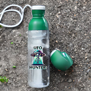 UFO Hunter Ai Art med UFO och Alien Klistermärken