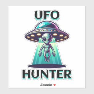 UFO Hunter   Ai Art med UFO och Alien Klistermärken