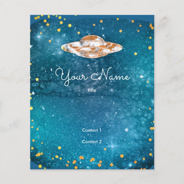 UFO i det konstnärliga galaxet Flygblad (Framsidan)