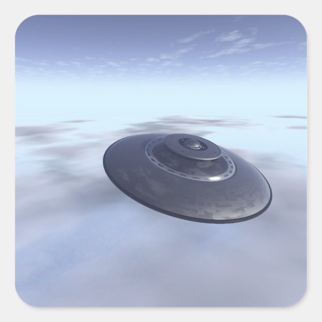 UFO i Flight Sticker Fyrkantigt Klistermärke (Framsida)