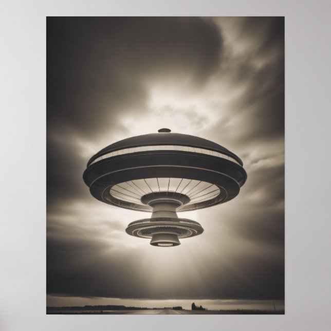 UFO i svartvitt Poster (Framsidan)