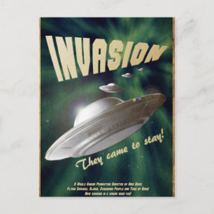 UFO Invasion - Vintage Film Poster Vykort