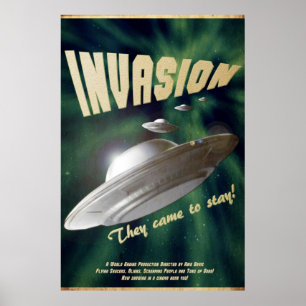 Ufo-invasion - vintagefilmaffisch poster