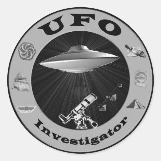 UFO Investigator Stickers Runt Klistermärke