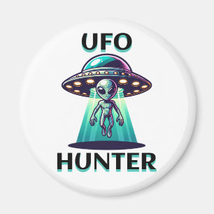 UFO-jägare   Ai-konst med UFO och utomjordinge Magnet