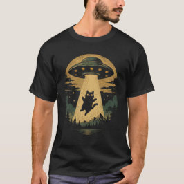 UFO Katt Skog Bortförande Retro Äventyr T Shirt