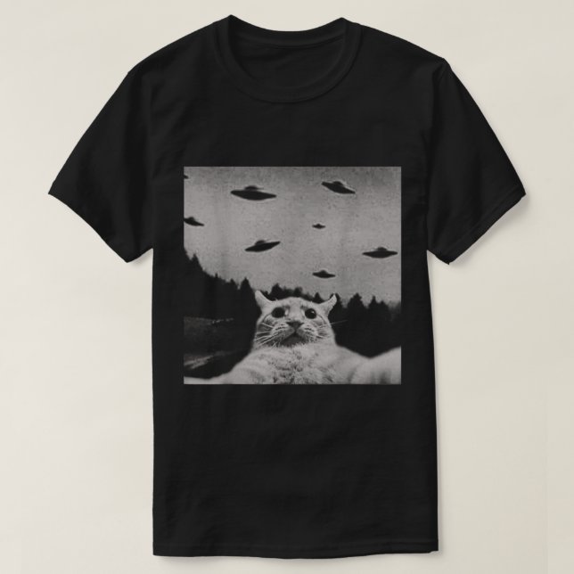 UFO Kattmöte Meme Design T Shirt (Design framsida)