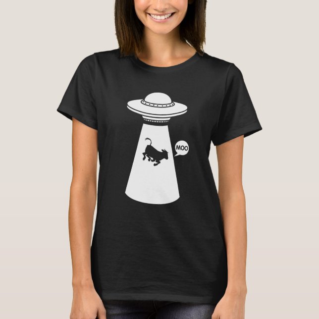 Ufo Ko Abduktion Meme Rymd Alien Skämt T Shirt (Framsida)