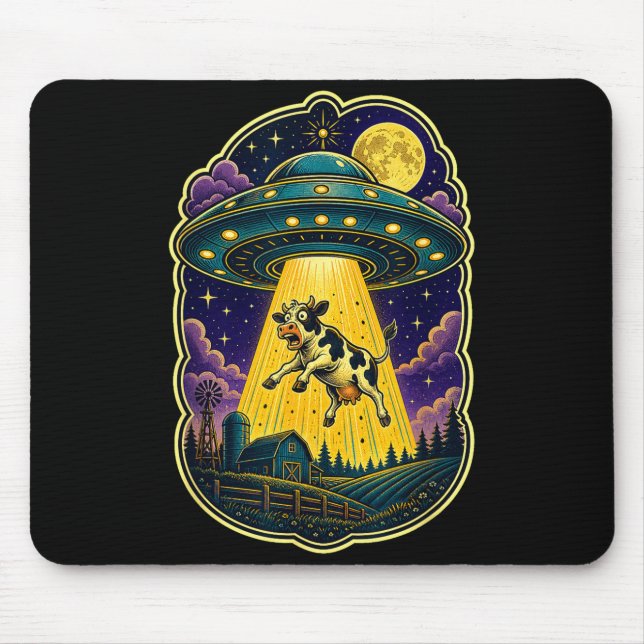 Ufo koabduktion rolig alien gård  musmatta (Framsidan)
