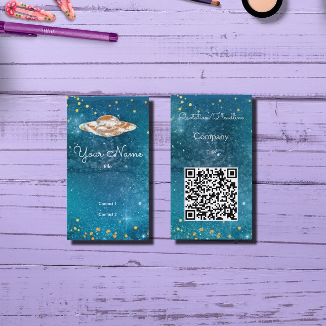 UFO - konstnärligt galaxi- QR-kod Visitkort (Skapare uppladdad)