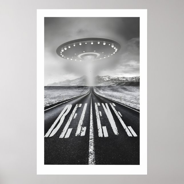 UFO-konsttryckuppsättning Sci-Fi flygande tefatdes Poster (Framsidan)