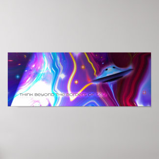 UFO-Magenta: Vågrät Dimension 36 x 12 tum Poster