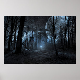 UFO måne-skog Poster