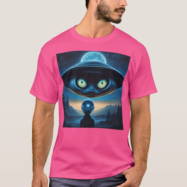 Ufo med Alien Ansikte T Shirt (Framsida)