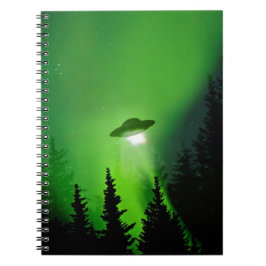 UFO med nordligt ljus Anteckningsbok Med Spiral
