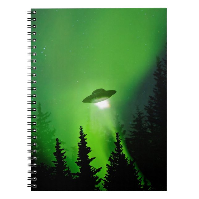 UFO med nordligt ljus Anteckningsbok Med Spiral (Framsidan)