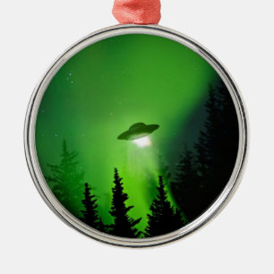 UFO med nordligt ljus Julgransprydnad Metall