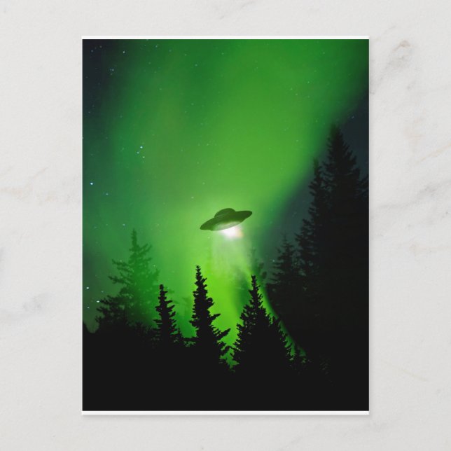 UFO med norra Ljus Vykort (Framsida)